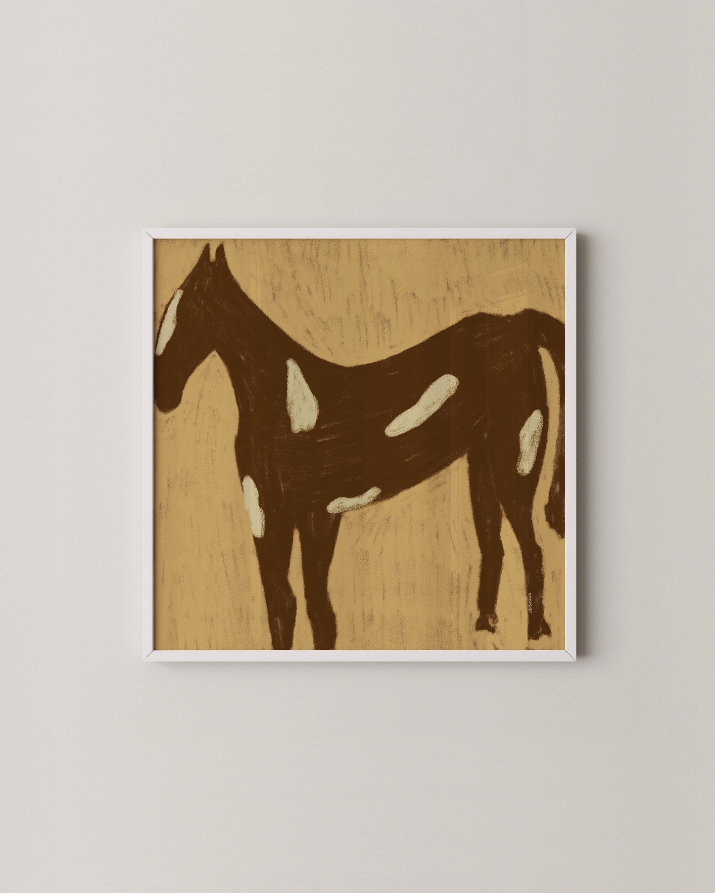 Brown Horse Print | Minimal Animal Art in Warm Earth Tones