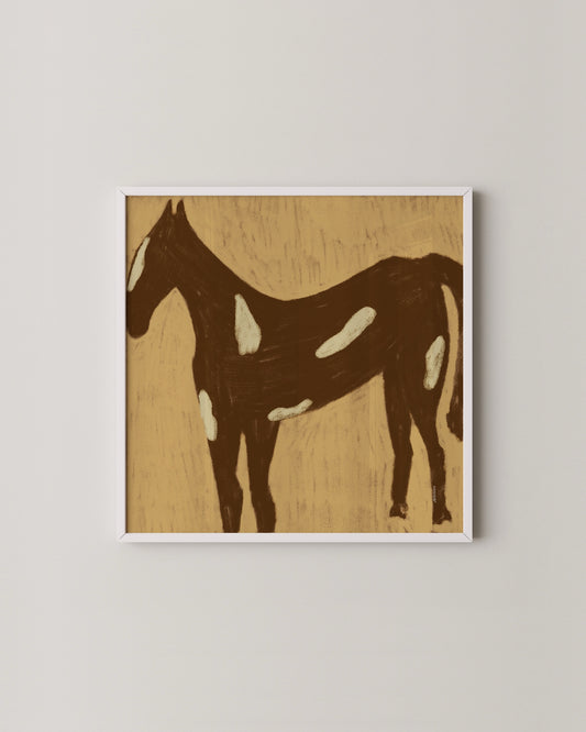 Brown Horse Print | Minimal Animal Art in Warm Earth Tones