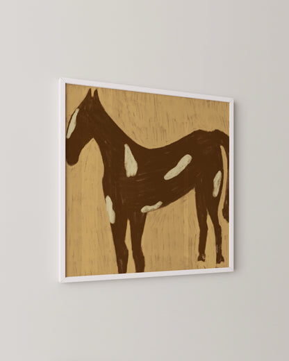 Brown Horse Print | Minimal Animal Art in Warm Earth Tones