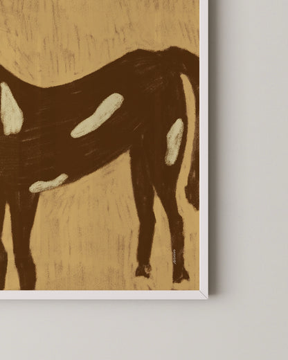 Brown Horse Print | Minimal Animal Art in Warm Earth Tones