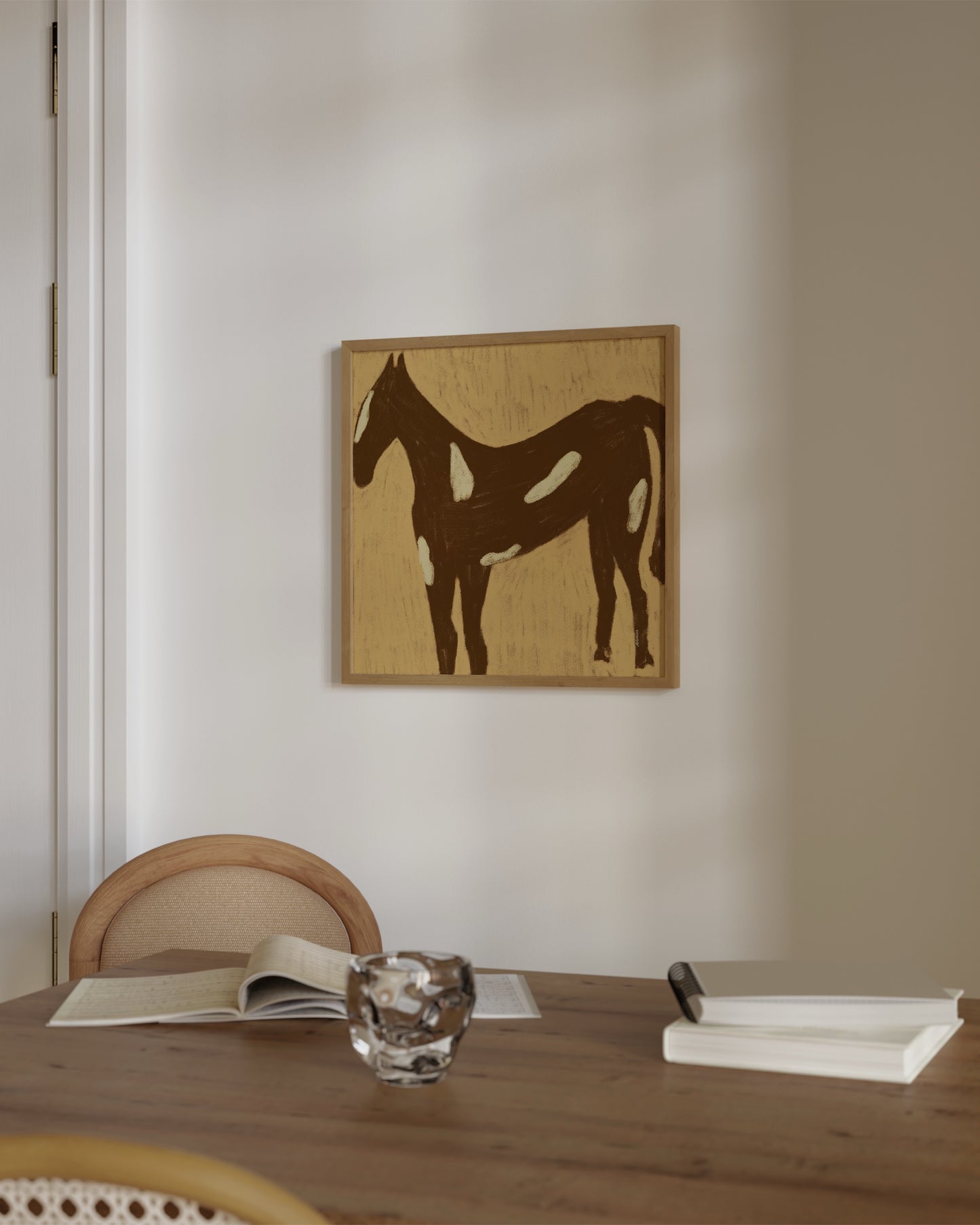 Brown Horse Print | Minimal Animal Art in Warm Earth Tones