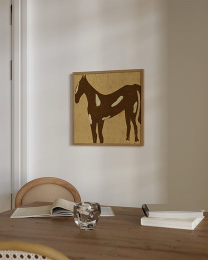 Brown Horse Print | Minimal Animal Art in Warm Earth Tones