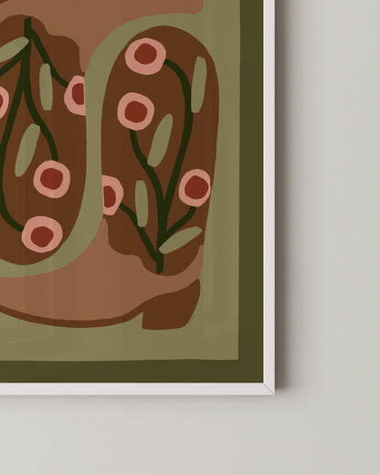 Western Boots Print | Retro Cowgirl Art in Earthy Tones