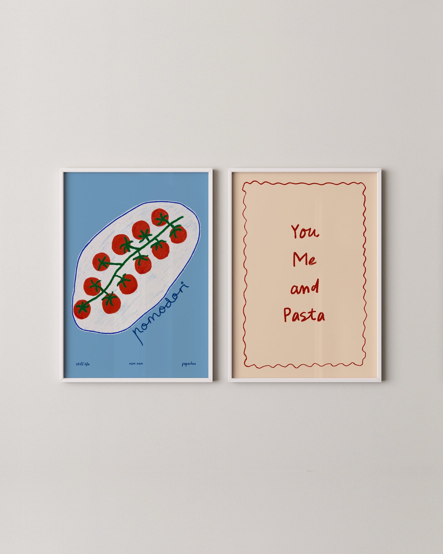 You Me and Pasta + Pomodori Print Set | Playful Kitchen Wall Art