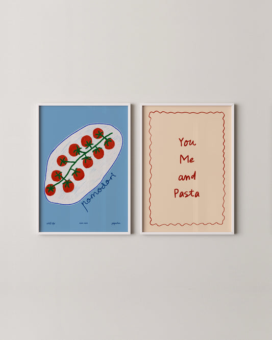 You Me and Pasta + Pomodori Print Set | Playful Kitchen Wall Art