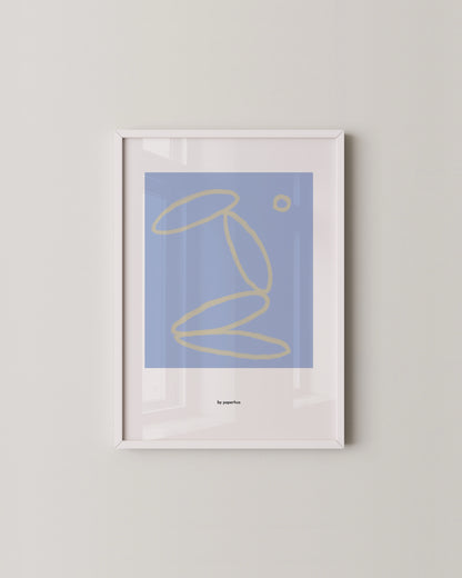 Minimal Abstract Line Art in Blue | Modern Scandinavian Wall Print