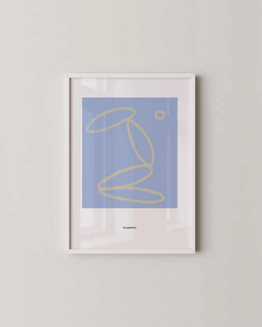 Minimal Abstract Line Art in Blue | Modern Scandinavian Wall Print