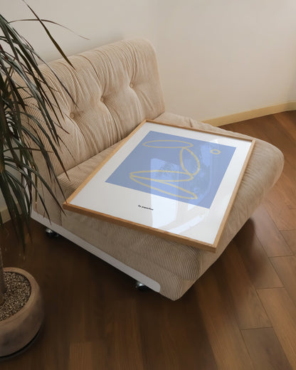 Minimal Abstract Line Art in Blue | Modern Scandinavian Wall Print