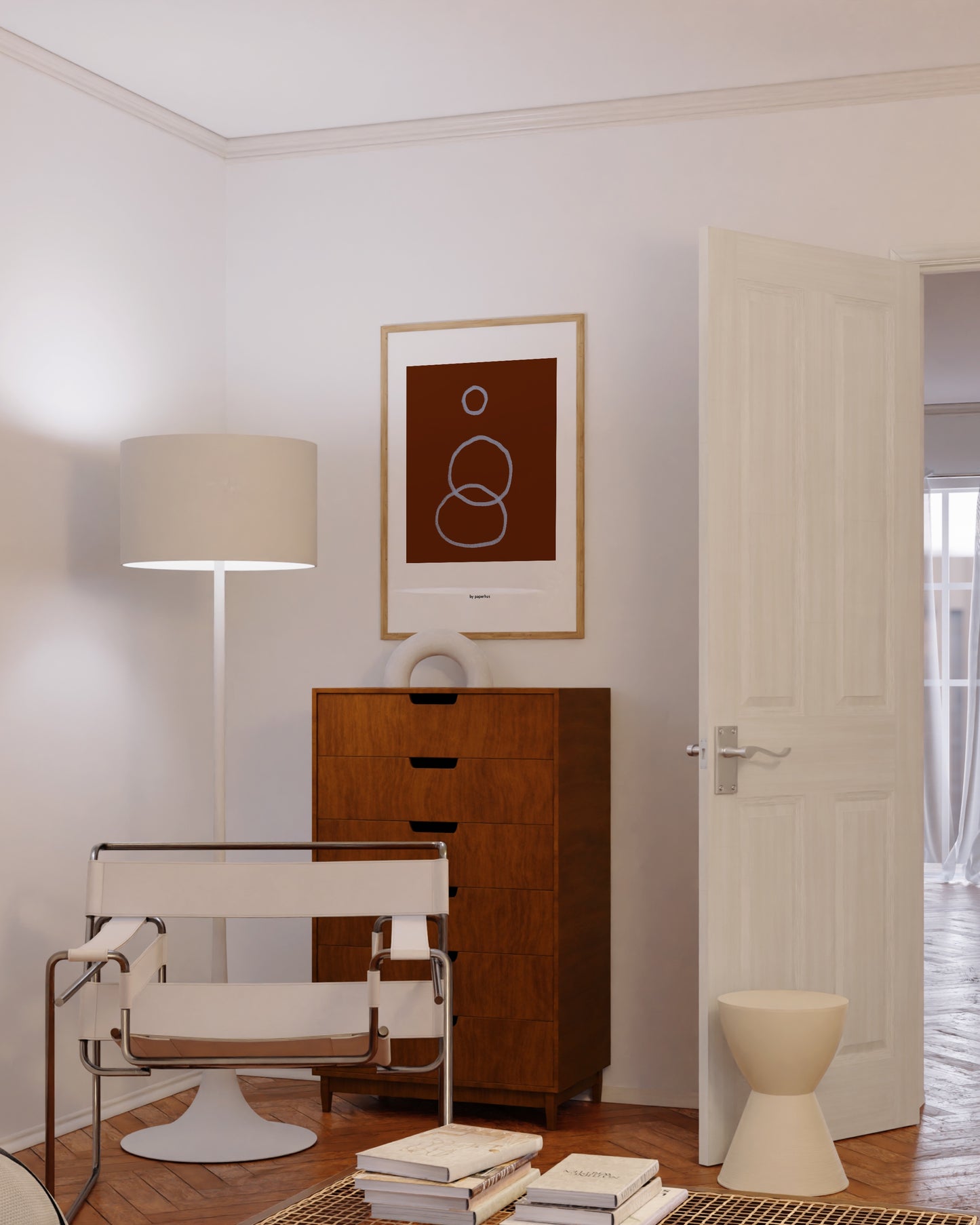 Minimal Line Art in Terracotta | Abstract Geometric Wall Print