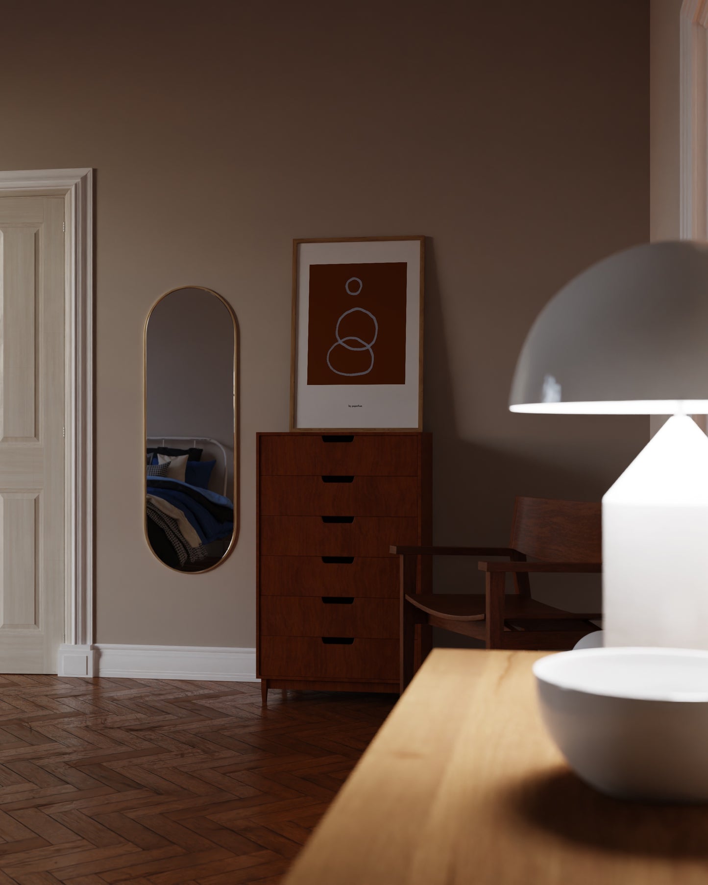 Minimal Line Art in Terracotta | Abstract Geometric Wall Print