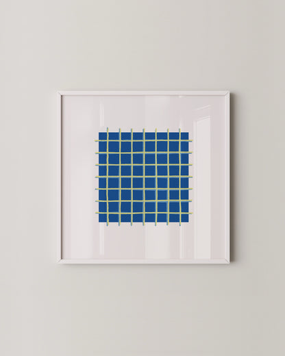 Blue Grid Print | Modern Abstract Wall Art
