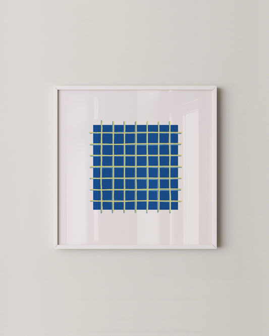 Blue Grid Print | Modern Abstract Wall Art