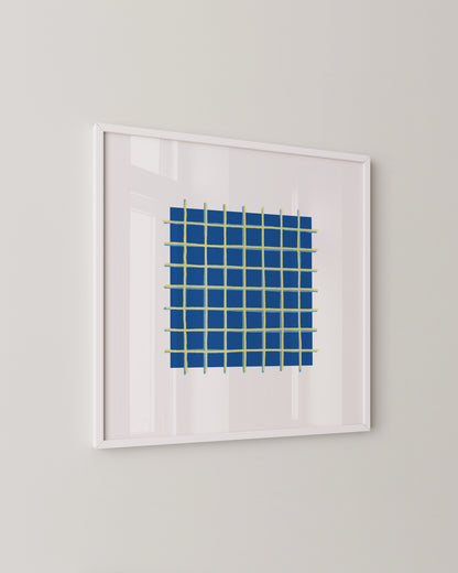 Blue Grid Print | Modern Abstract Wall Art