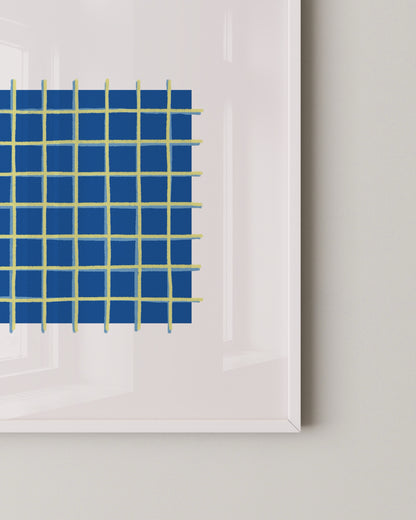 Blue Grid Print | Modern Abstract Wall Art