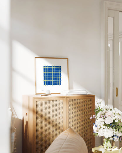Blue Grid Print | Modern Abstract Wall Art