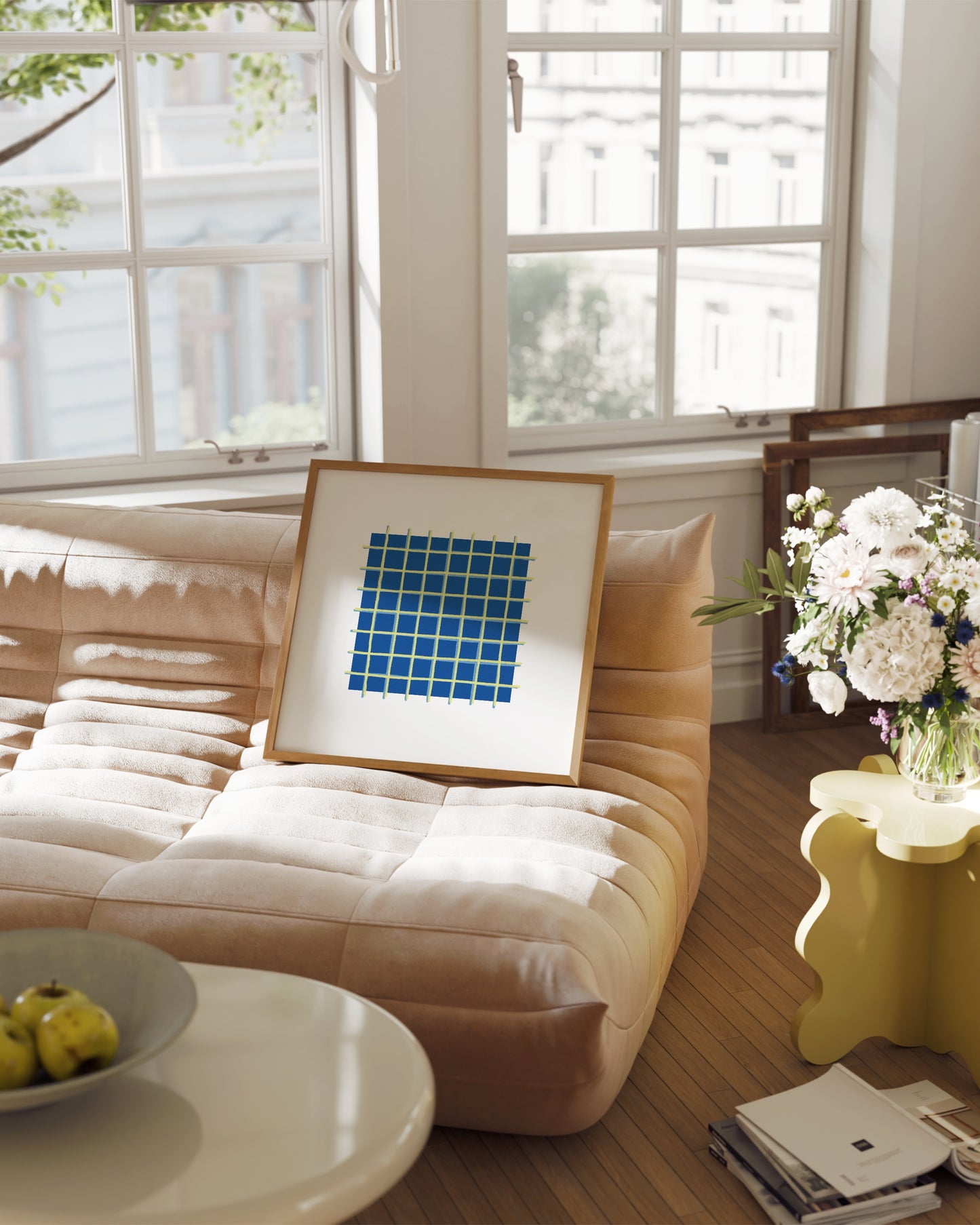 Blue Grid Print | Modern Abstract Wall Art