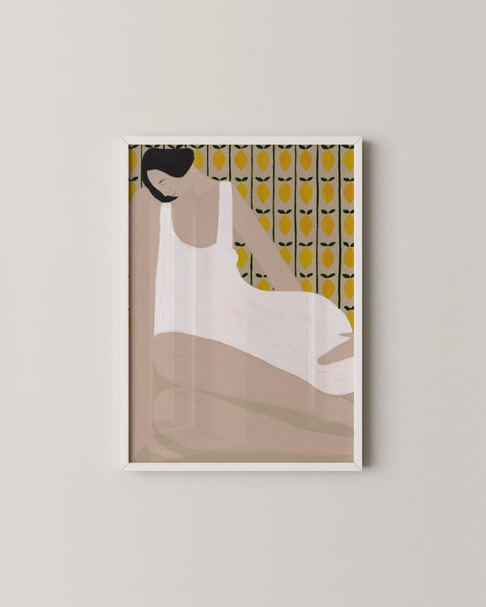Lemon Pattern Woman Print | Modern Figurative Art
