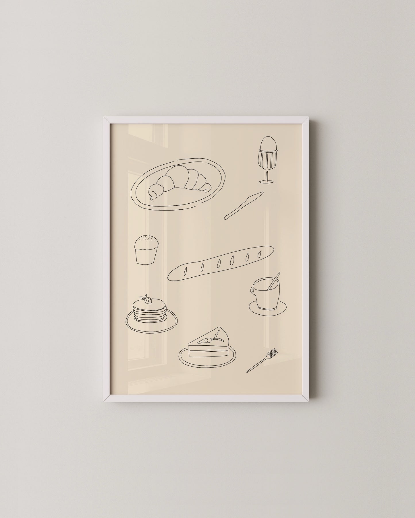 Breakfast Line Art Print | Minimal Kitchen Wall Art