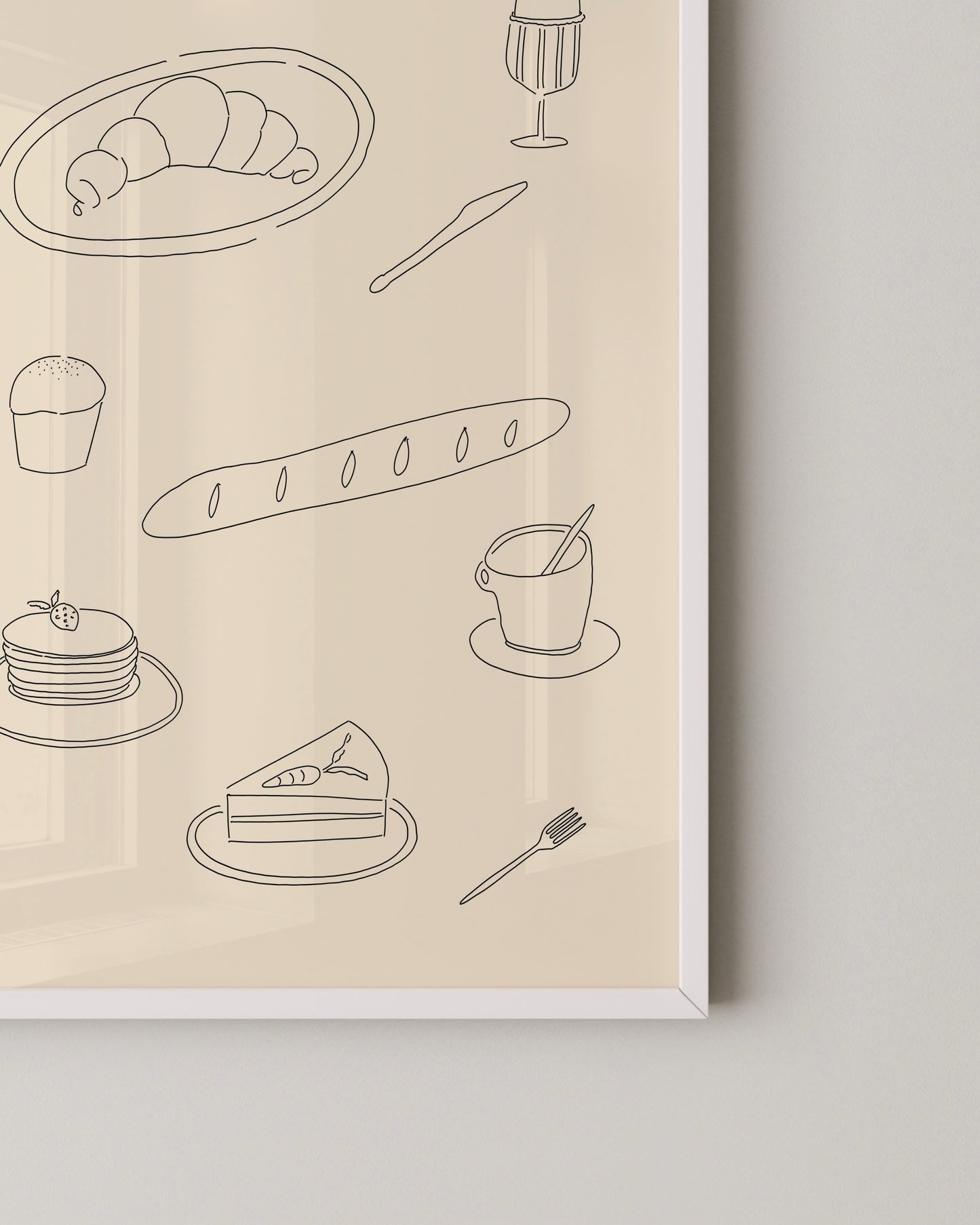 Breakfast Line Art Print | Minimal Kitchen Wall Art
