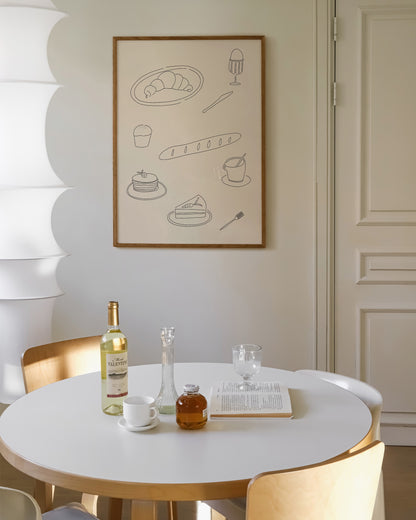 Breakfast Line Art Print | Minimal Kitchen Wall Art