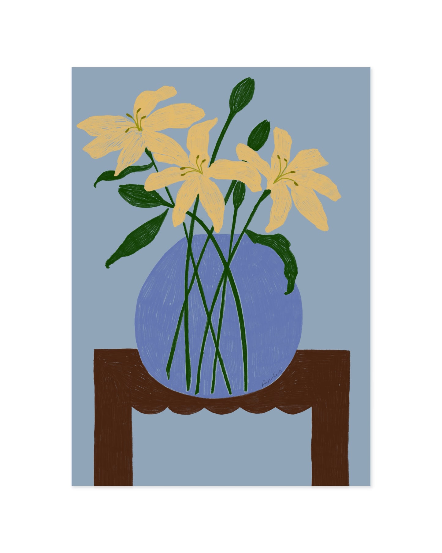 The Dining Room. Lillies In A Bowl Print