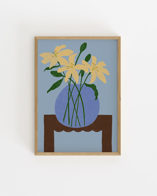 The Dining Room. Lillies In A Bowl Print