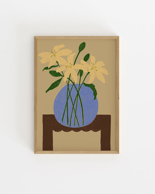 The Dining Room. Lillies In A Bowl Print