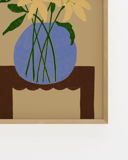 The Dining Room. Lillies In A Bowl Print