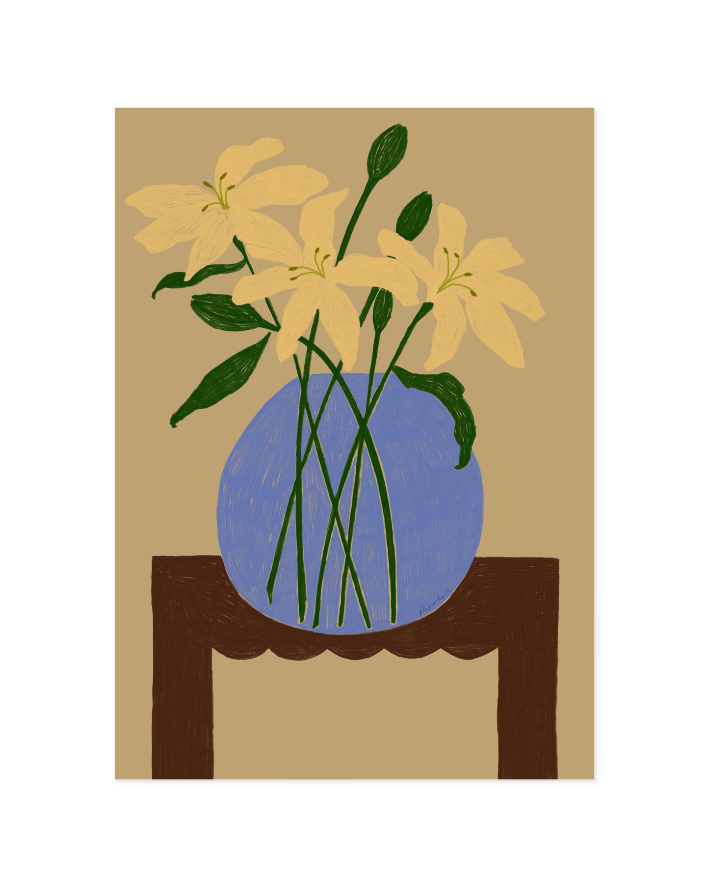 The Dining Room. Lillies In A Bowl Print