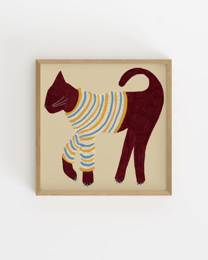 Square Edit. Cat Illustration printable wall art by Paperhus