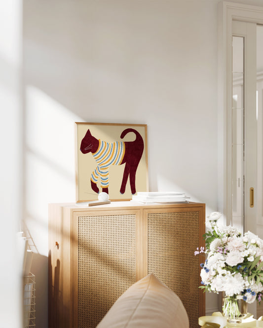 Square Edit. Cat Illustration printable wall art by Paperhus