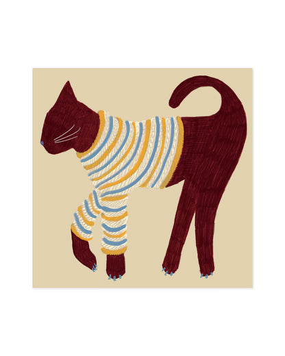 Square Edit. Cat Illustration printable wall art by Paperhus