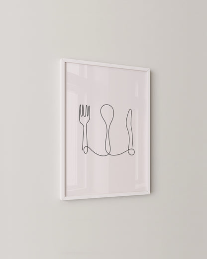 Knife & Fork Line Print- Wall Art -Paperhus- Printable wall art - Instant downloads - DIY home decor -Paperhus
