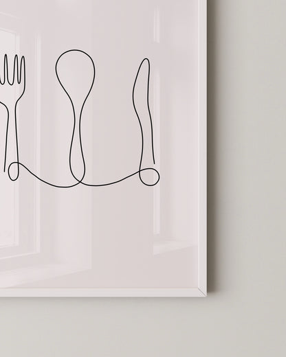 Knife & Fork Line Print- Wall Art -Paperhus- Printable wall art - Instant downloads - DIY home decor -Paperhus