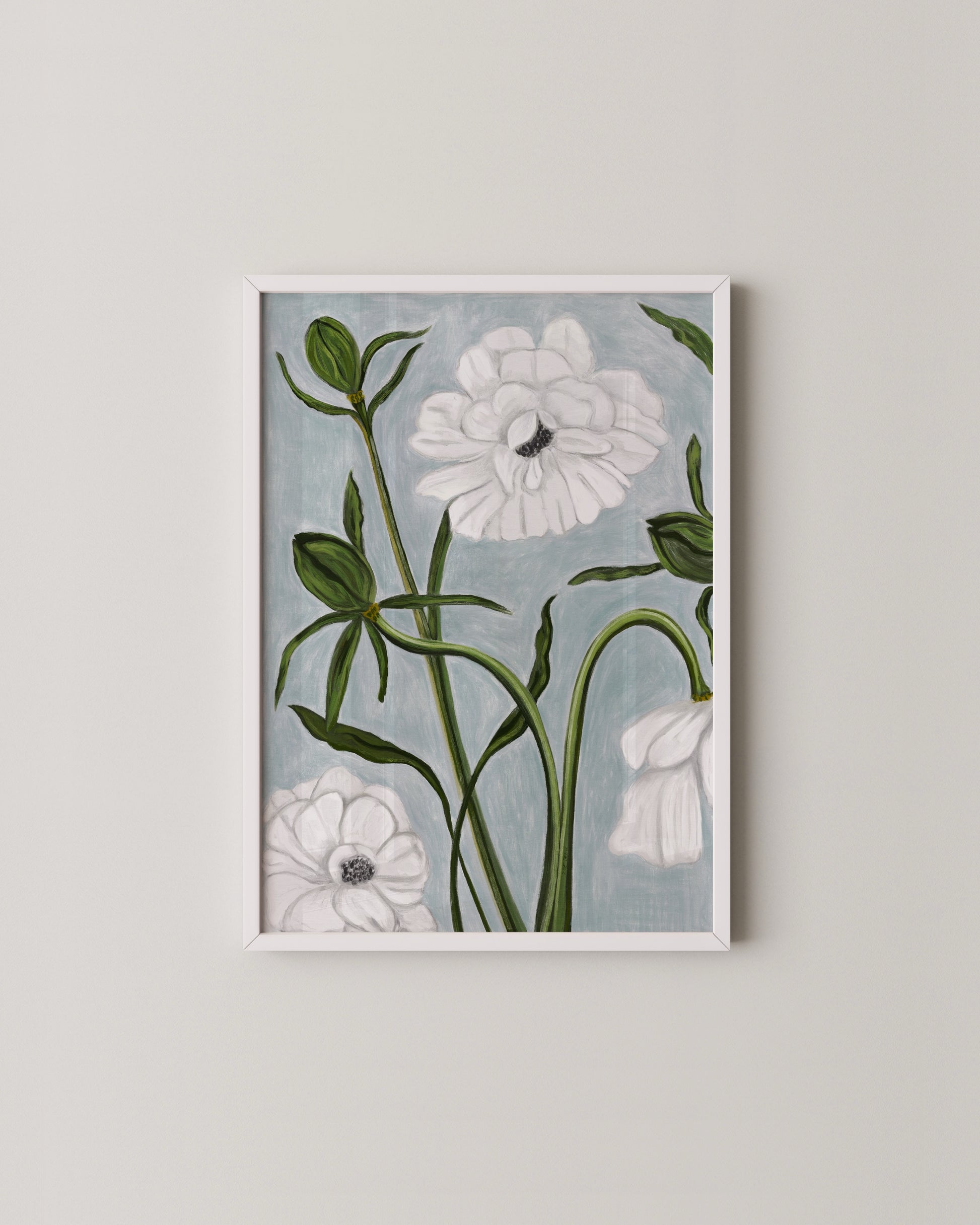 White Florals Print- Wall Art -Paperhus- Printable wall art - Instant downloads - DIY home decor -Paperhus