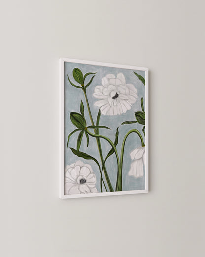 White Florals Print- Wall Art -Paperhus- Printable wall art - Instant downloads - DIY home decor -Paperhus