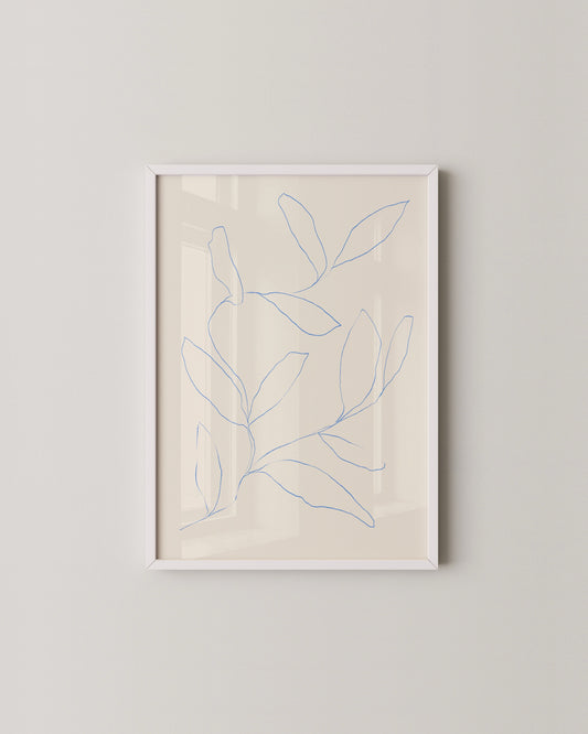 Blue Botanical Line Print