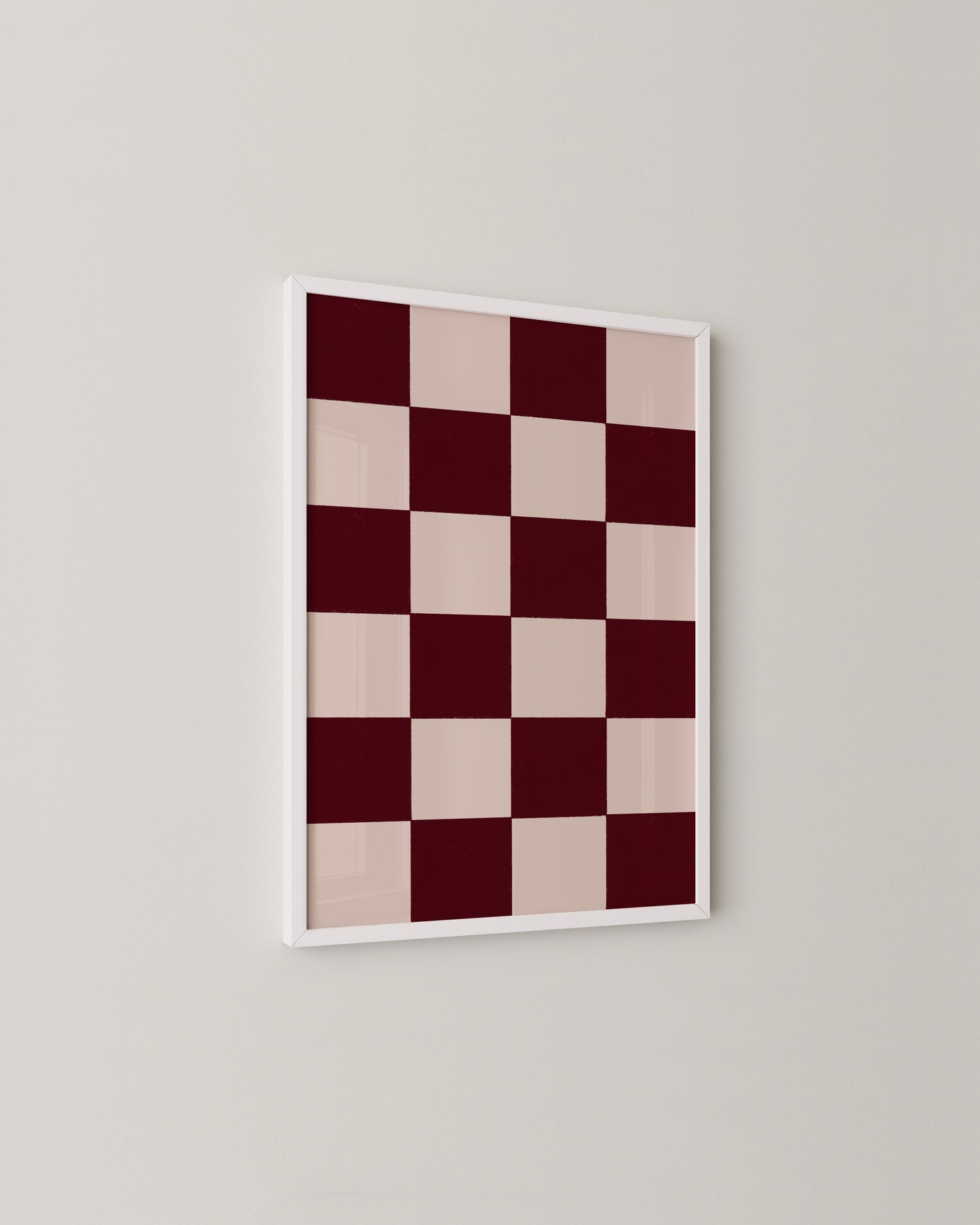 Pink & Burgundy Checker Print | Modern Abstract Wall Art