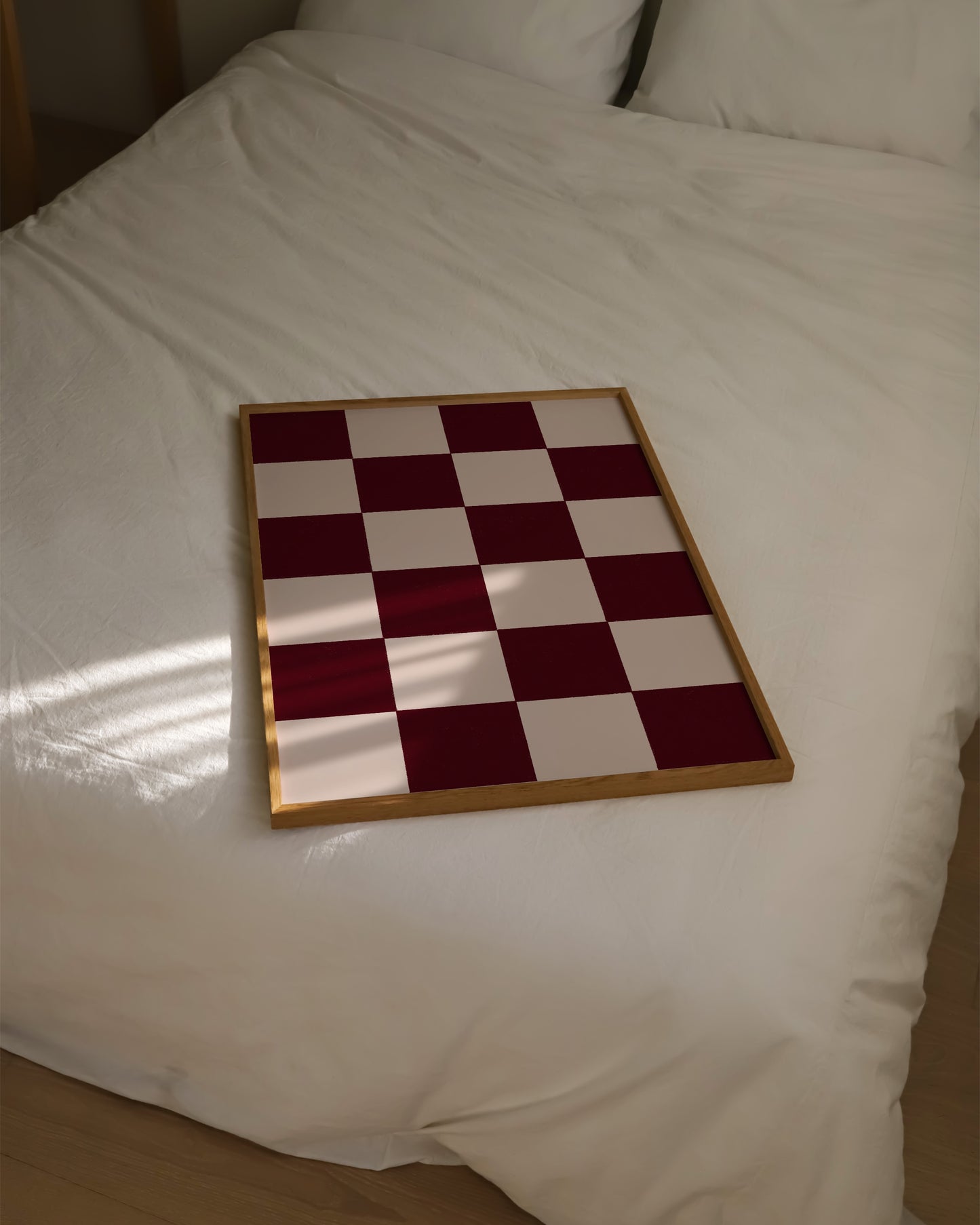 Pink & Burgundy Checker Print | Modern Abstract Wall Art