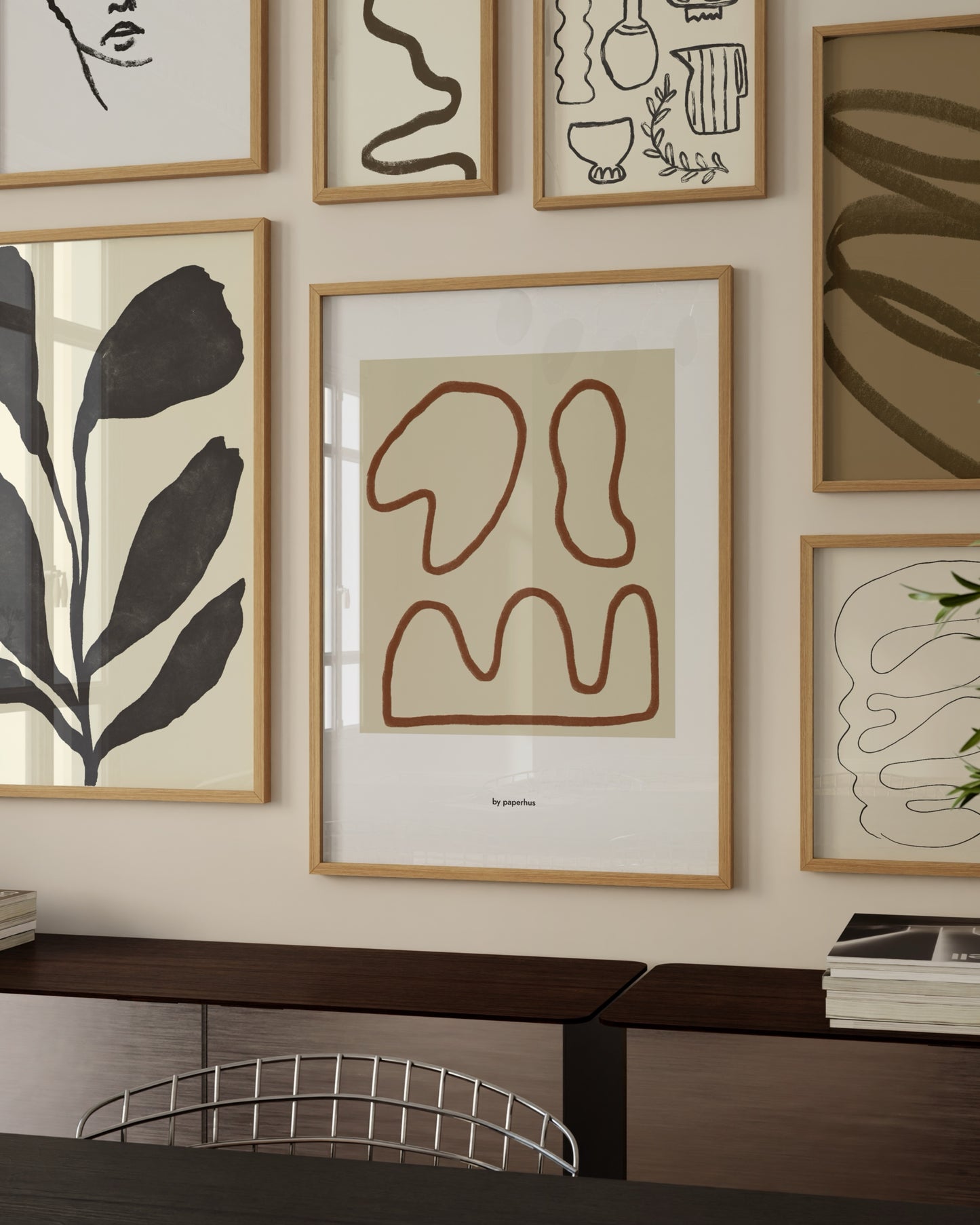 Abstract Line Form Print | Warm Neutral Modern Wall Art