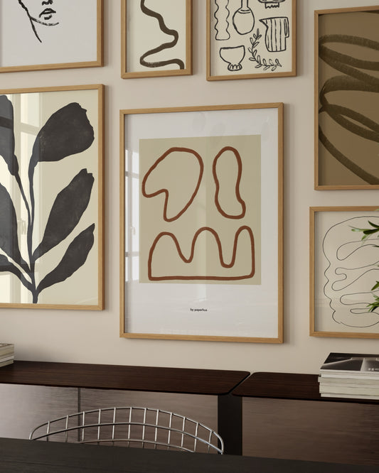 Abstract Line Form Print | Warm Neutral Modern Wall Art