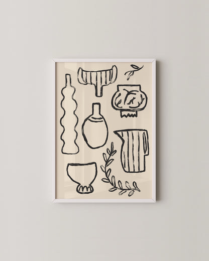 Abstract Line Form Print | Warm Neutral Modern Wall Art