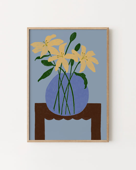 The Dining Room. Lillies In A Bowl Print