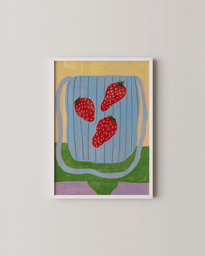 Strawberry Bag | Playful Still Life Art Print