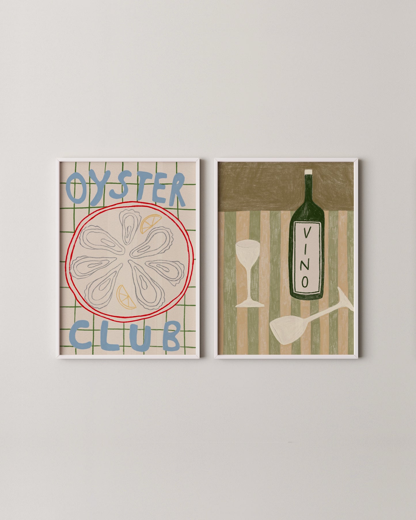 Oyster & Wine Print Set Of 2- Wall Art -Paperhus- Printable wall art - Instant downloads - DIY home decor -Paperhus