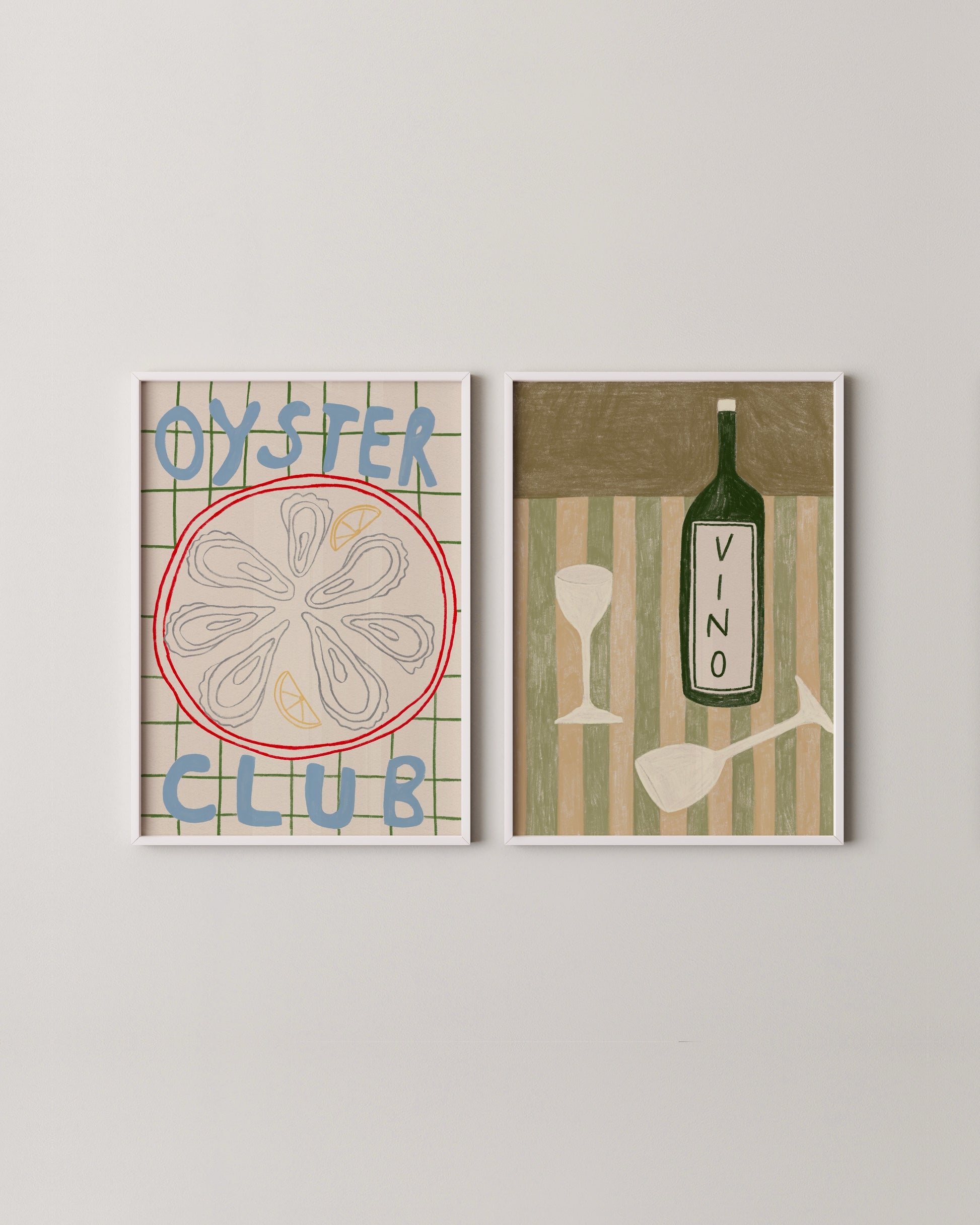 Oyster & Wine Print Set Of 2- Wall Art -Paperhus- Printable wall art - Instant downloads - DIY home decor -Paperhus