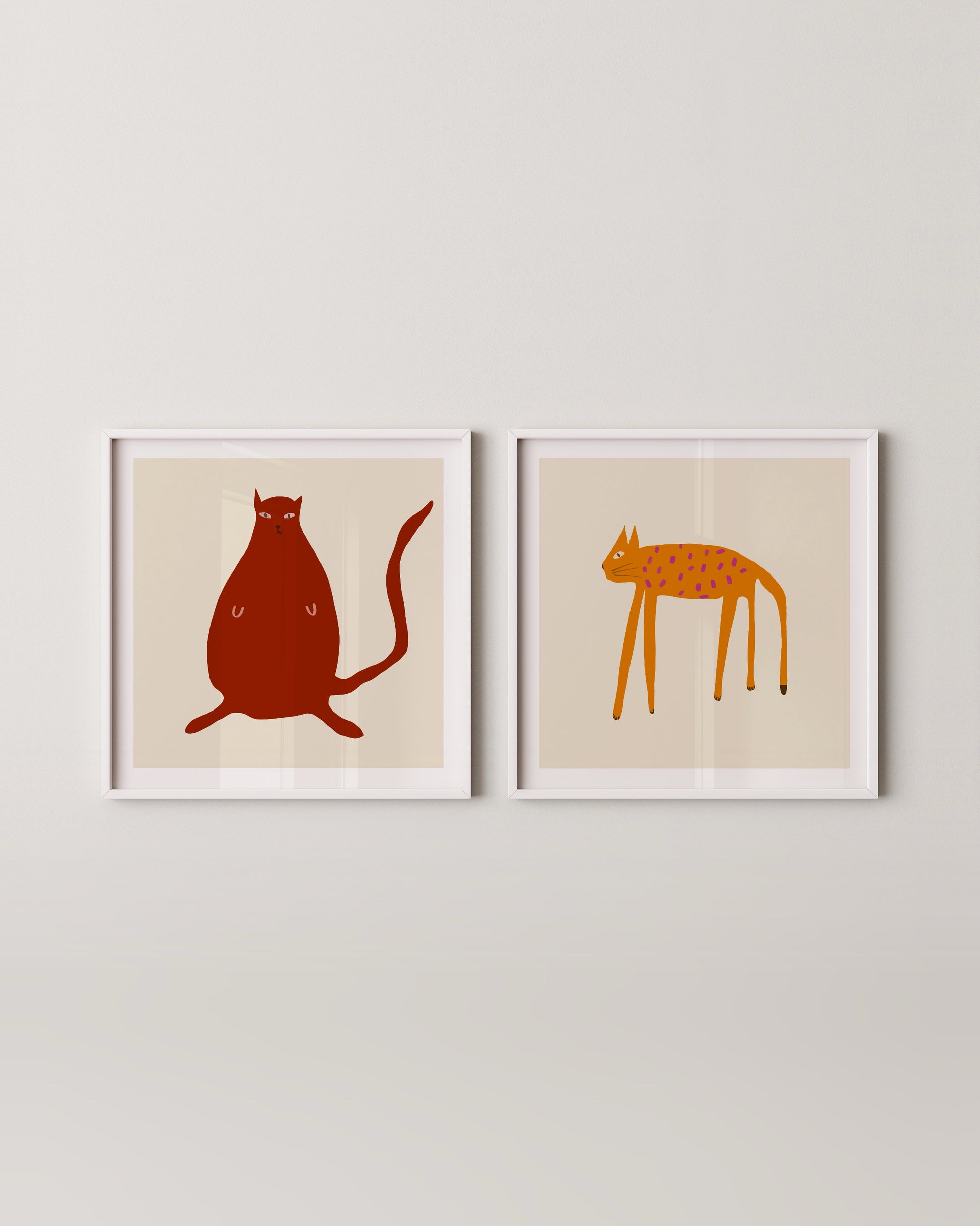 Quirky Cat Print Set Of 2- Wall Art -Paperhus- Printable wall art - Instant downloads - DIY home decor -Paperhus