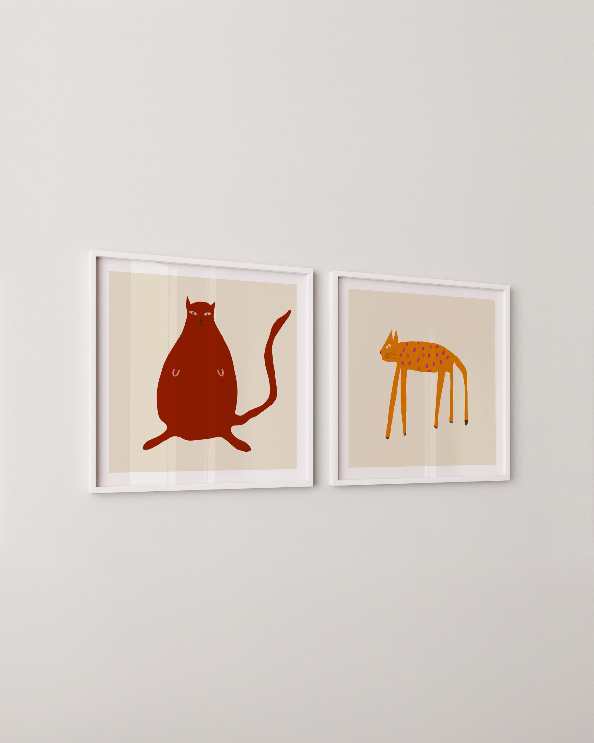 Quirky Cat Print Set Of 2- Wall Art -Paperhus- Printable wall art - Instant downloads - DIY home decor -Paperhus