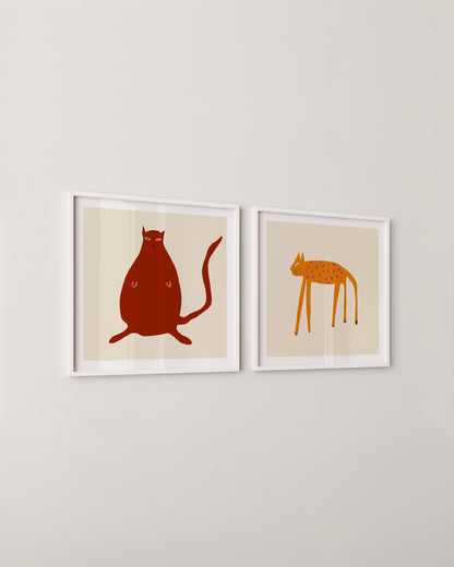 Quirky Cat Print Set Of 2- Wall Art -Paperhus- Printable wall art - Instant downloads - DIY home decor -Paperhus