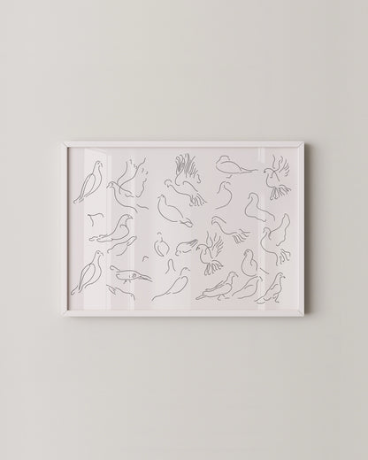 Bird Line Drawing Print- Wall Art -Paperhus- Printable wall art - Instant downloads - DIY home decor -Paperhus
